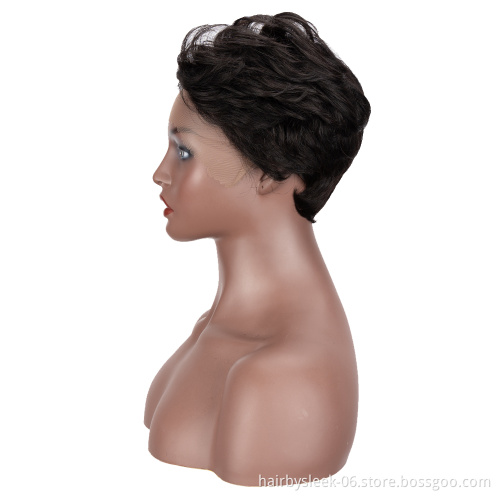 Rebecca Fashion Natural black Short Straight Wigs For Black Women Hd Lace Wig Pixie Cut Human Hair Front Lace Wigs